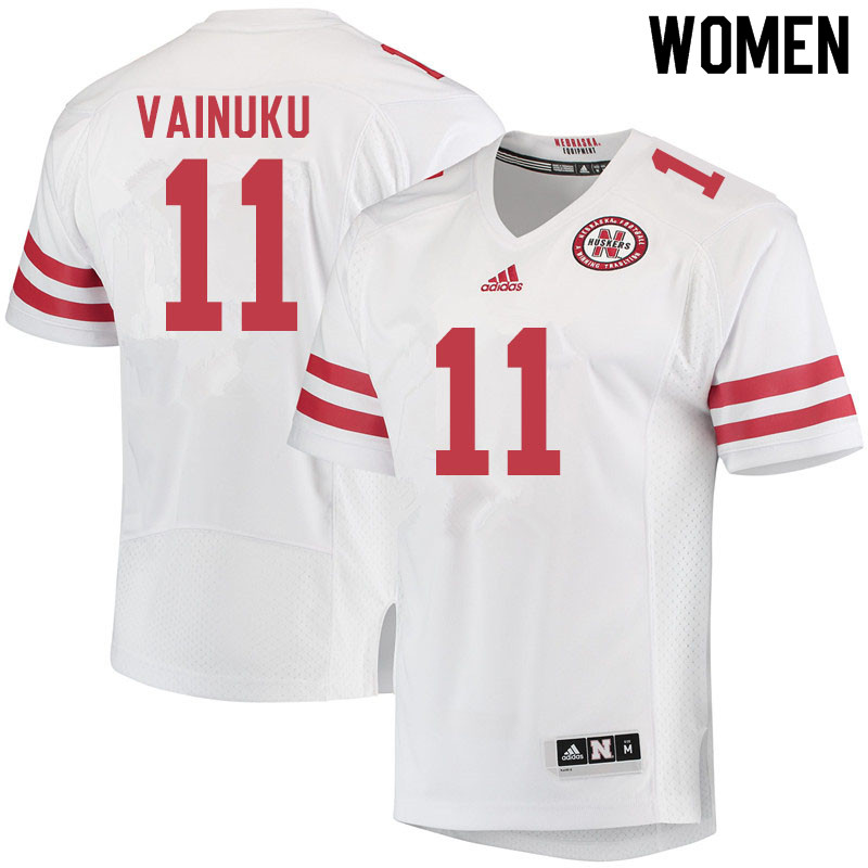 Women #11 Vaha Vainuku Nebraska Cornhuskers College Football Jerseys Sale-White